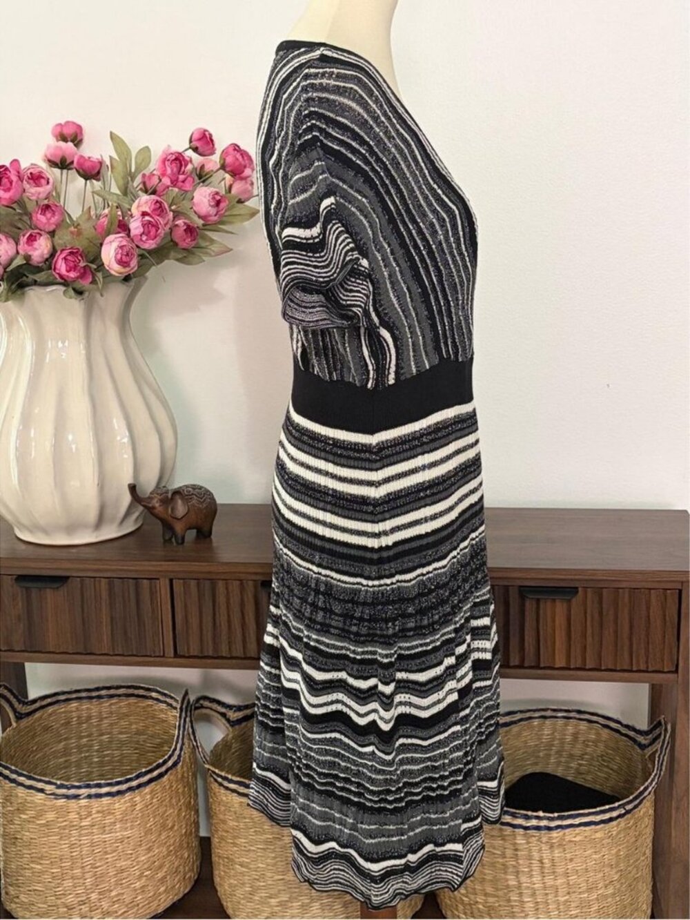 White Striped Knit